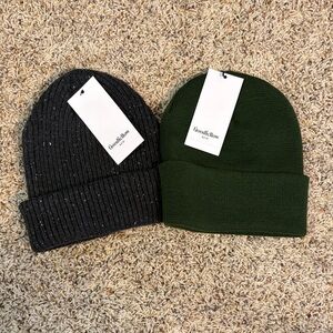 Goodfellow & Co Knit Beanies - 2 pack Black Speckle & Olive